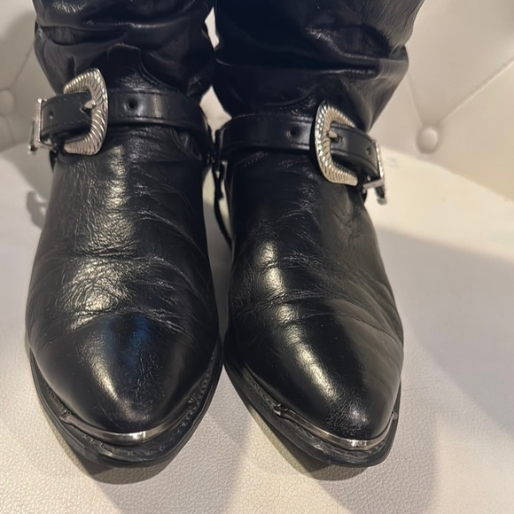 Black and Silver Ankle Boots with Harness Detail - Picture 4 of 8